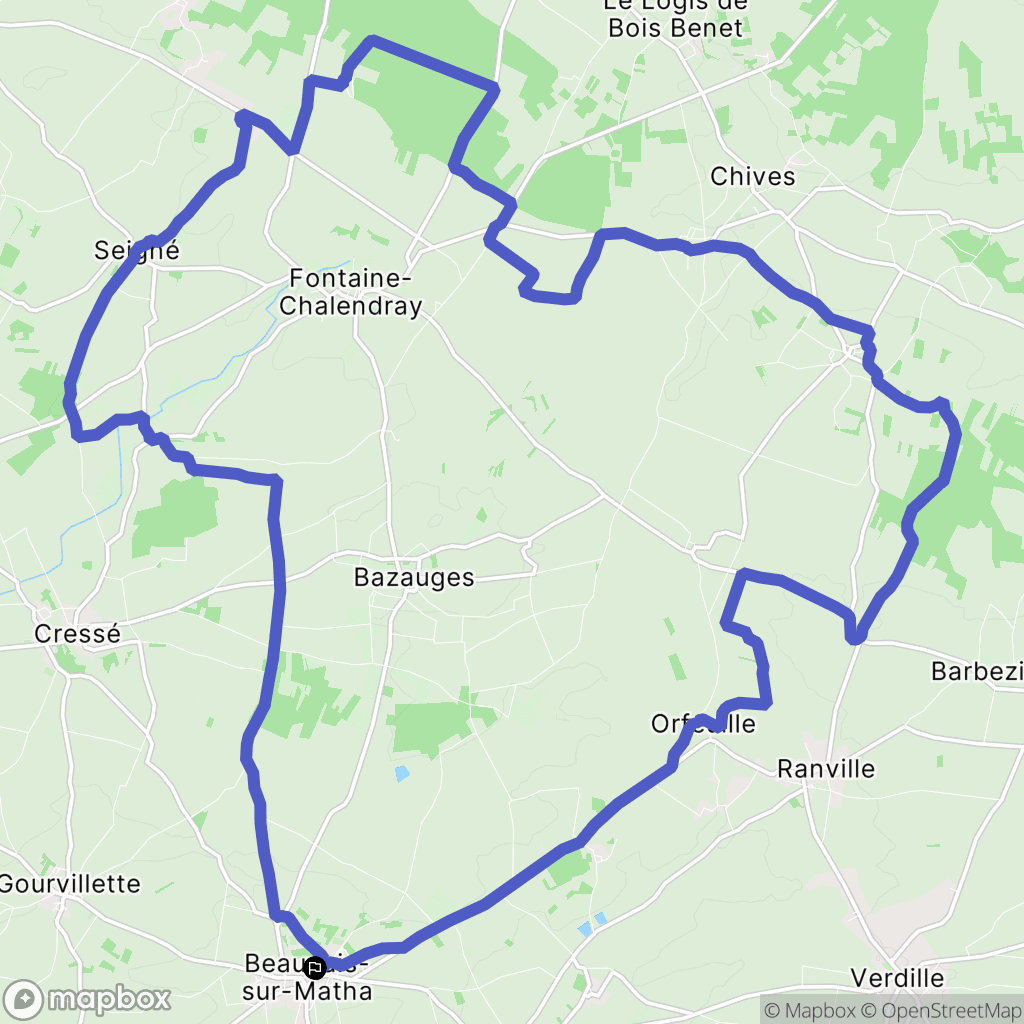Beauvais-sur-Matha : carte du parcours de randonnée - France