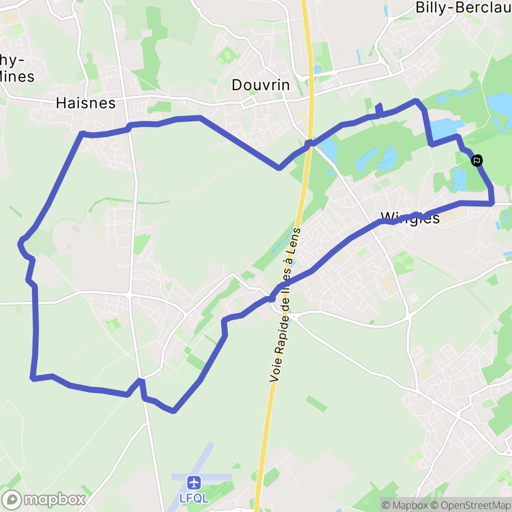 Wingles : carte du parcours de randonnée - France