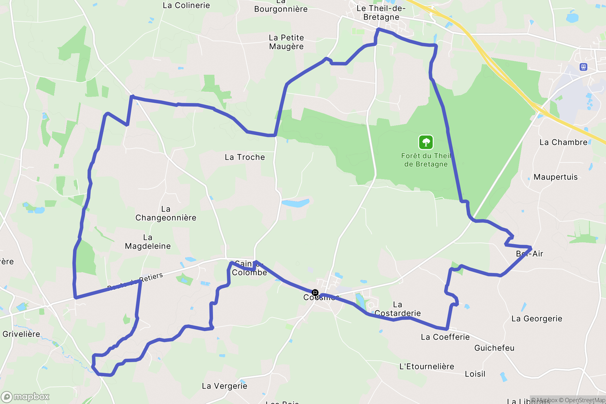Coësmes : carte du parcours de randonnée - France