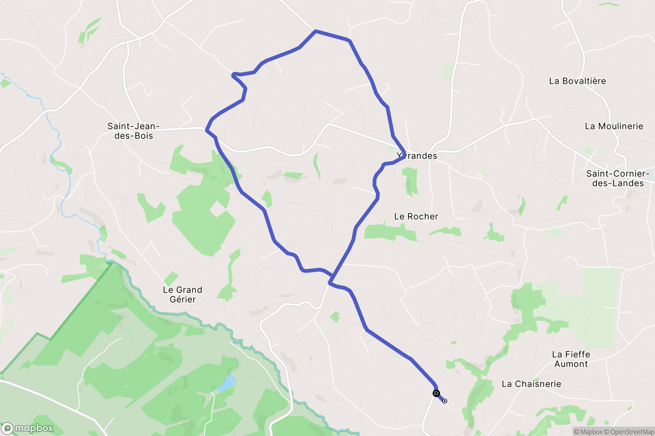 Tinchebray-Bocage : carte du parcours de randonnée - France