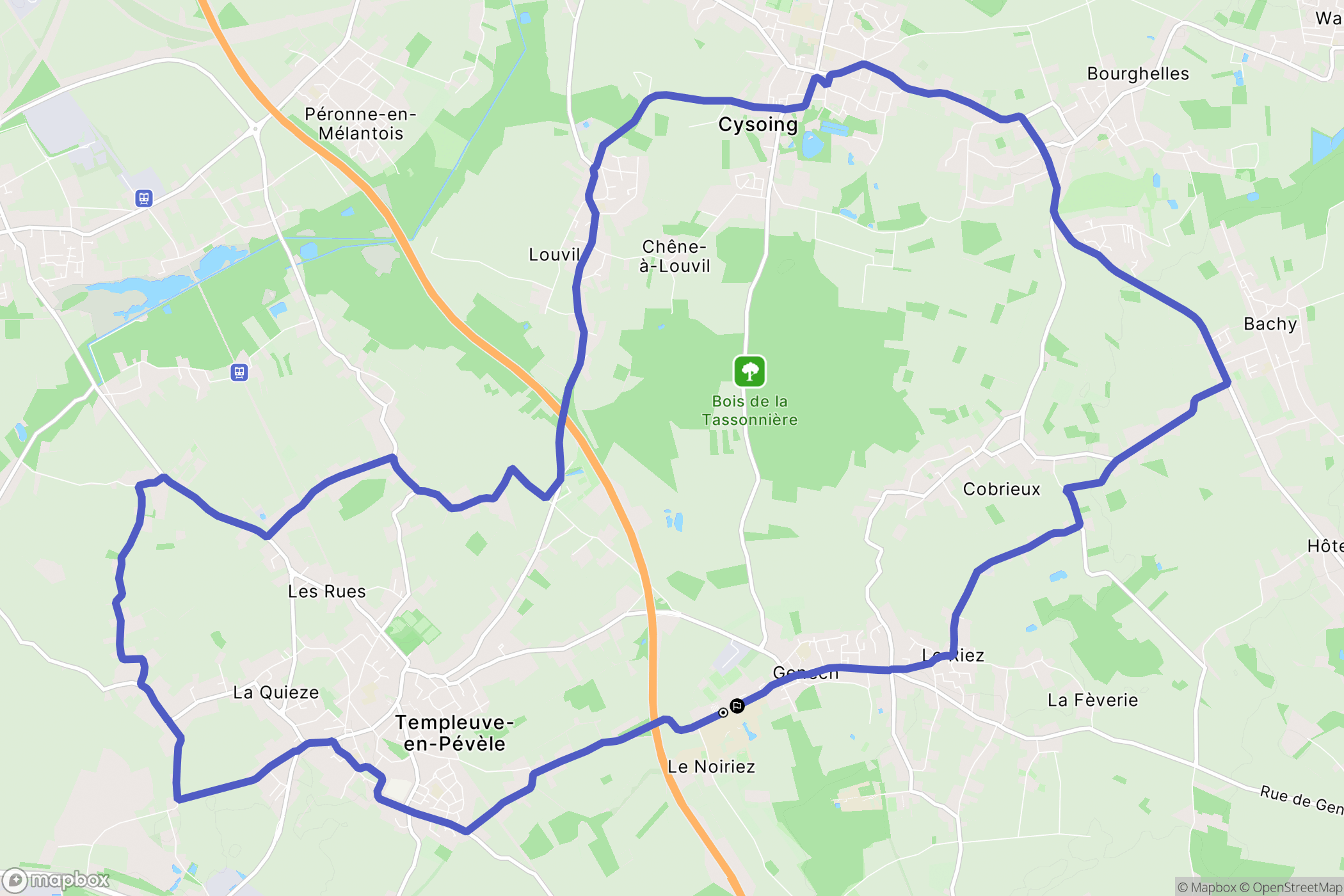 Genech : carte du parcours de randonnée - France