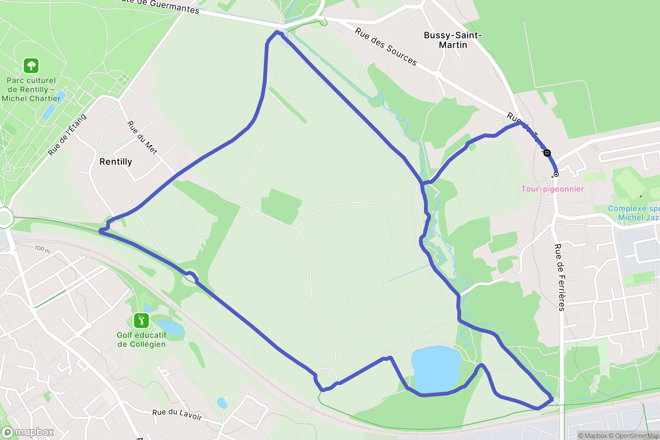 Bussy-Saint-Georges : carte du parcours de randonnée - France
