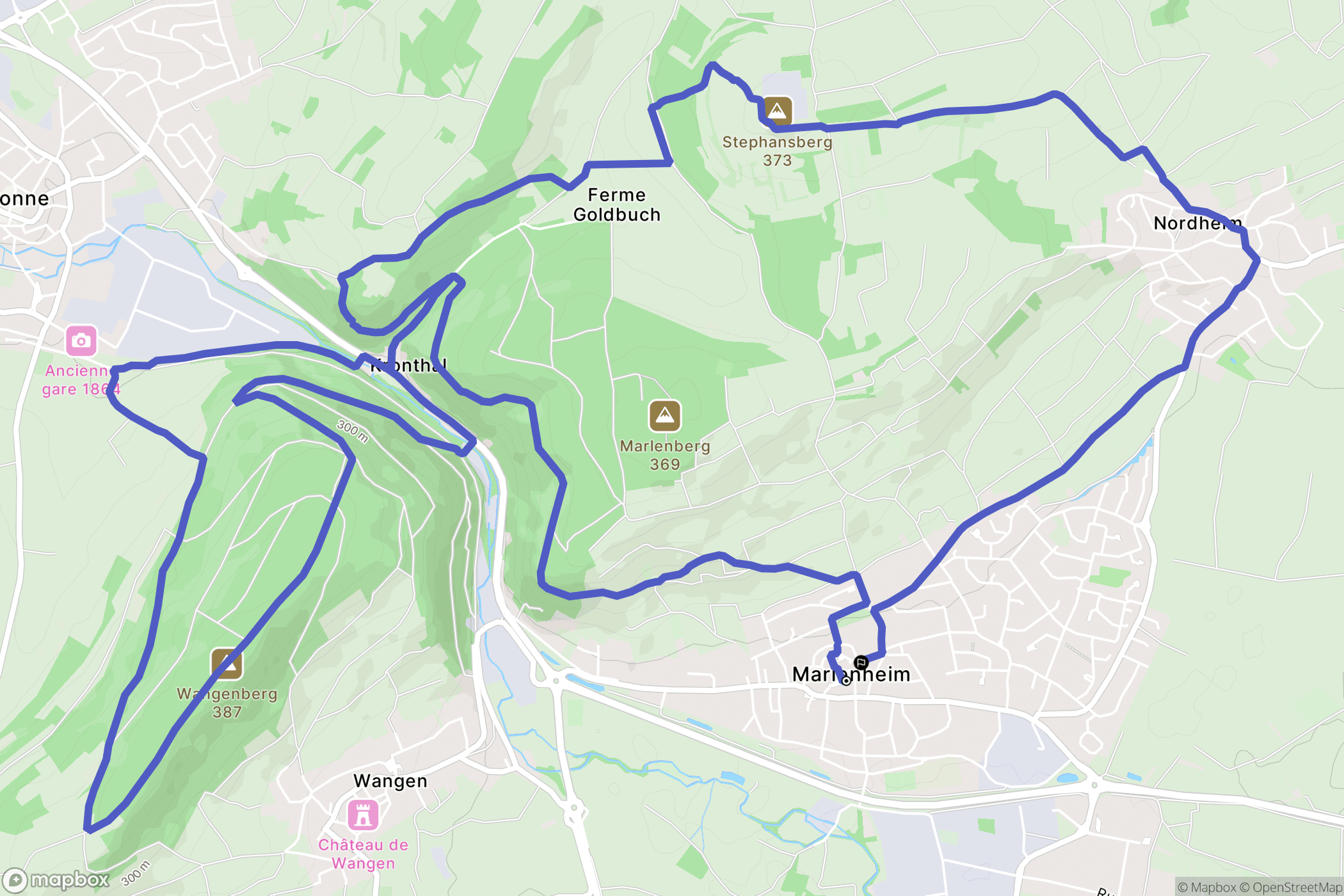 Marlenheim : carte du parcours de randonnée - France