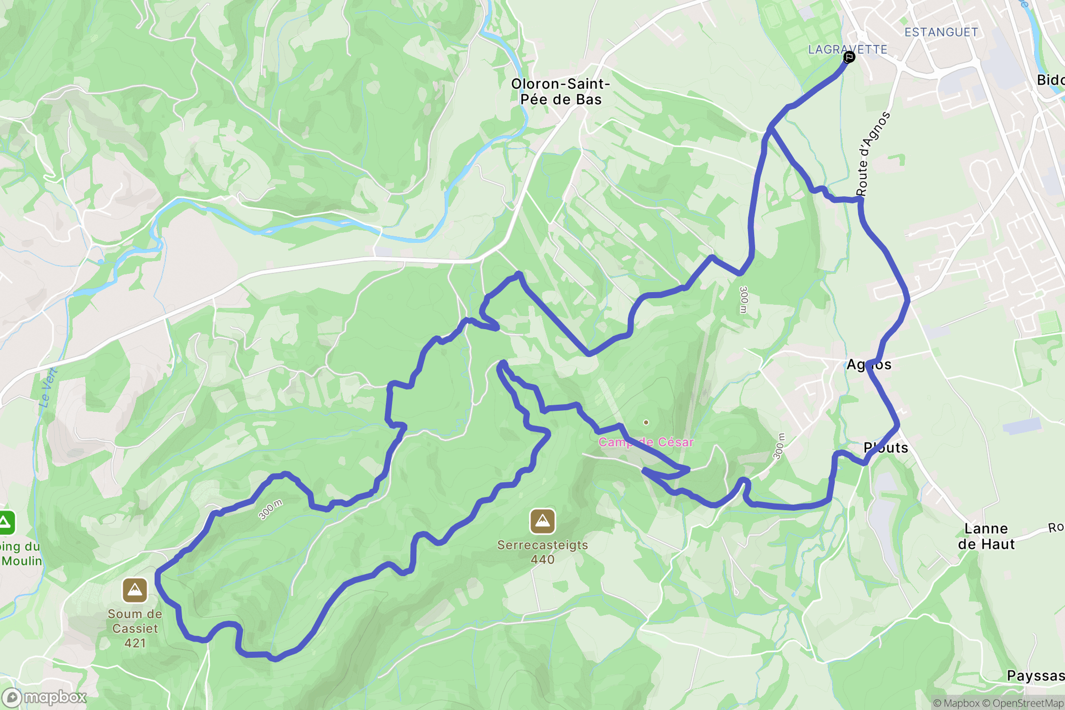 Oloron-Sainte-Marie : carte du parcours de randonnée - France