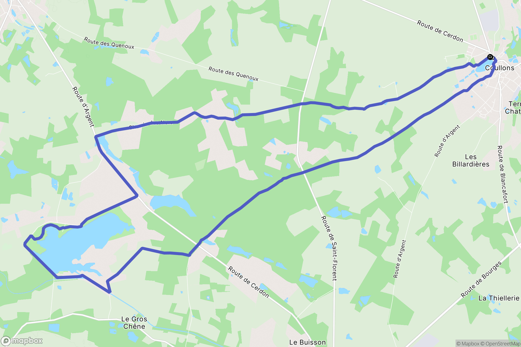 Coullons : carte du parcours de randonnée - France