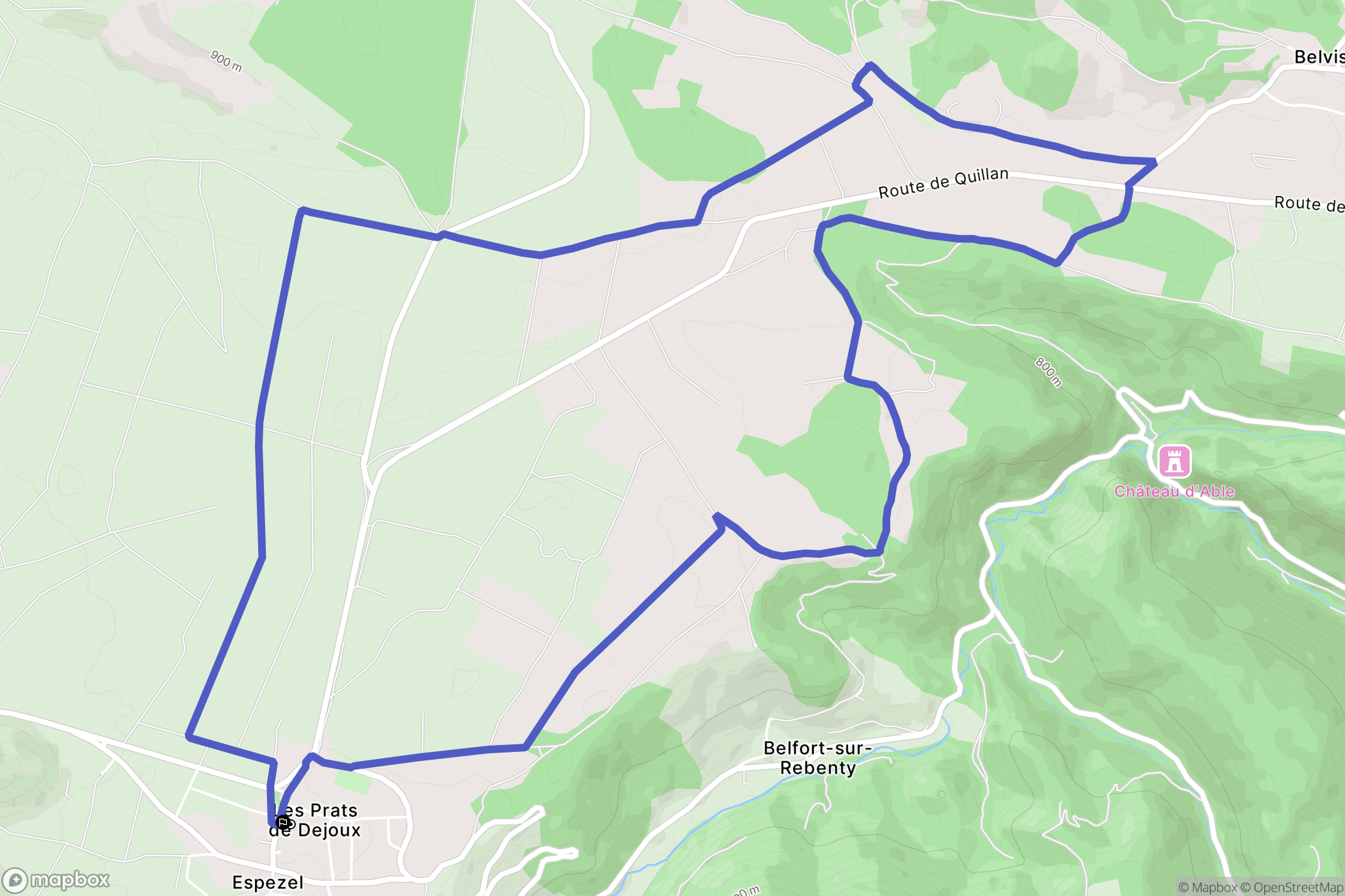 Espezel : carte du parcours de randonnée - France