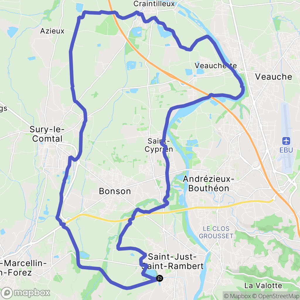 Saint-Just-Saint-Rambert : carte du parcours de randonnée - France