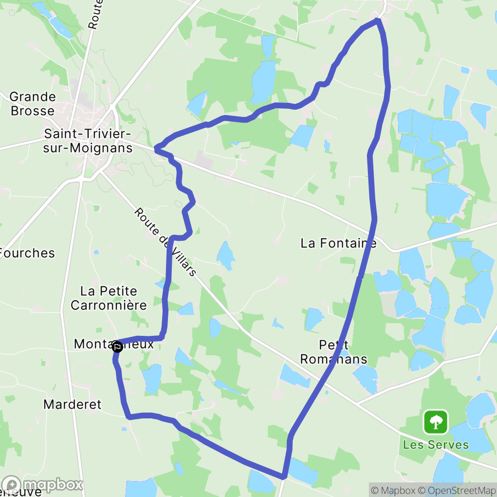 Saint-Trivier-sur-Moignans : carte du parcours de randonnée - France