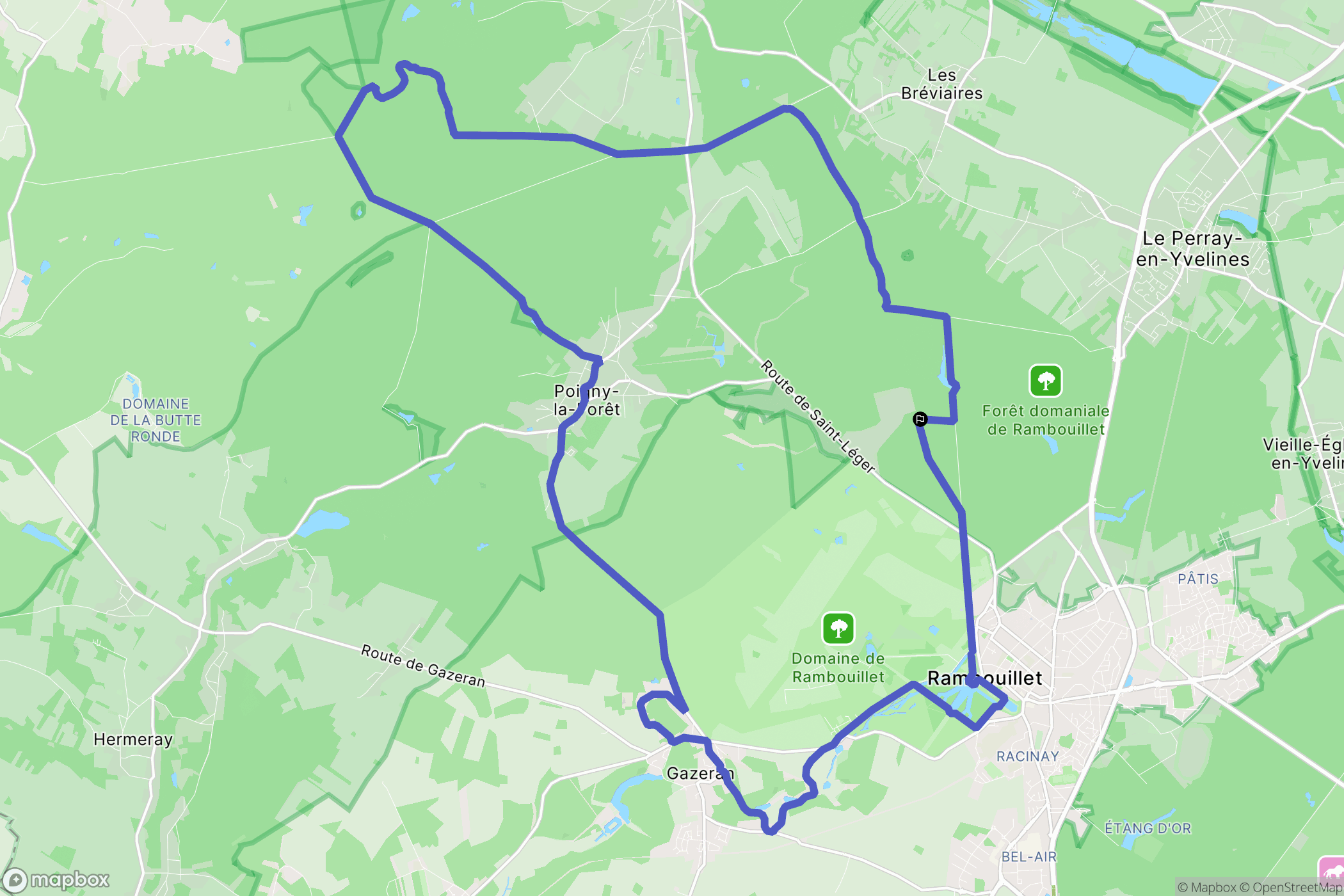 Rambouillet : carte du parcours de randonnée - France