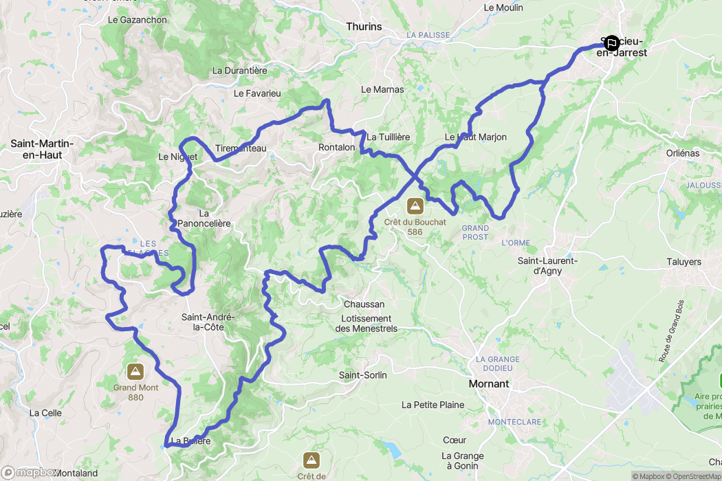 Soucieu-en-Jarrest : carte du parcours de randonnée - France