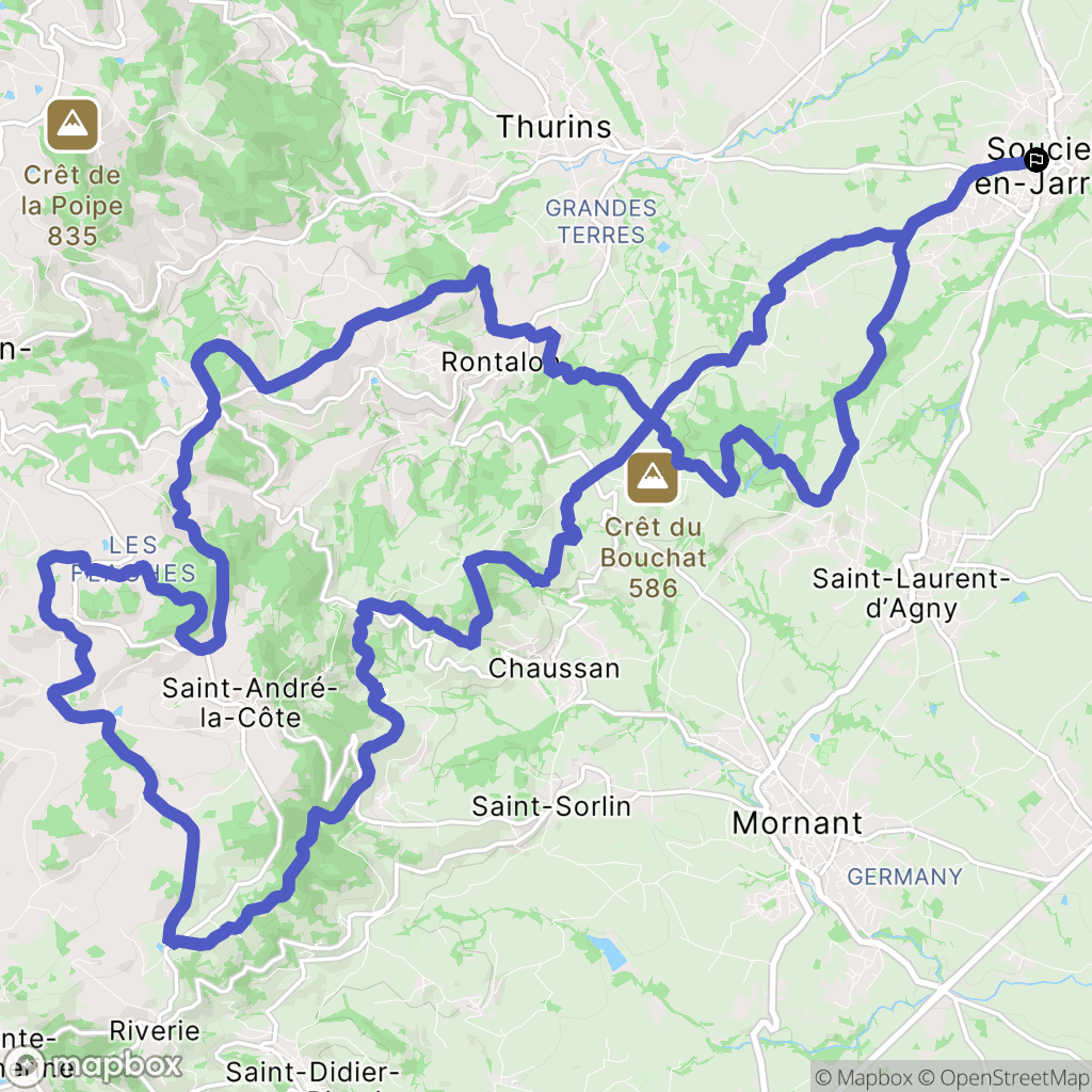 Soucieu-en-Jarrest : carte du parcours de randonnée - France