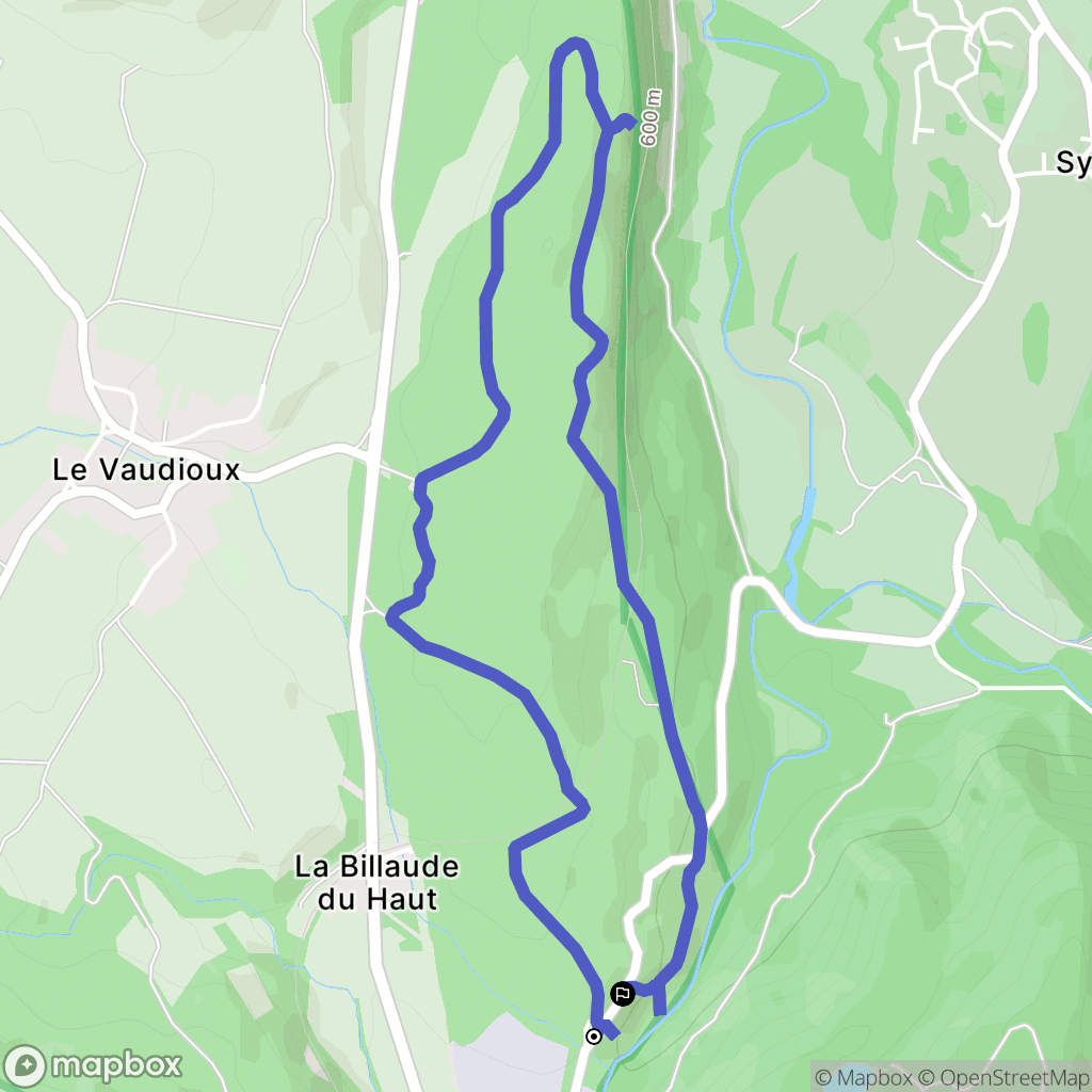 Le Vaudioux : carte du parcours de randonnée - France