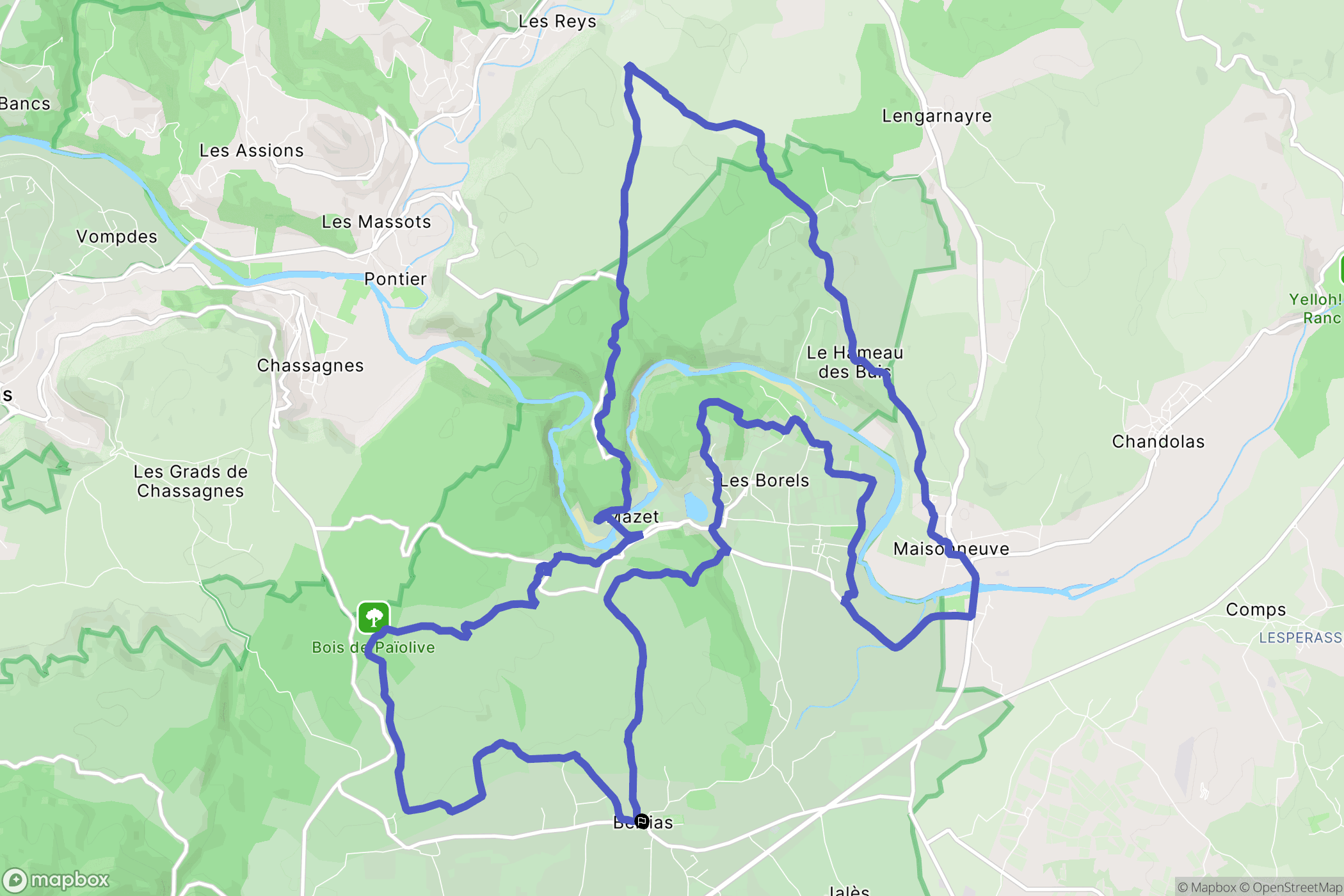 Berrias-et-Casteljau : carte du parcours de randonnée - France