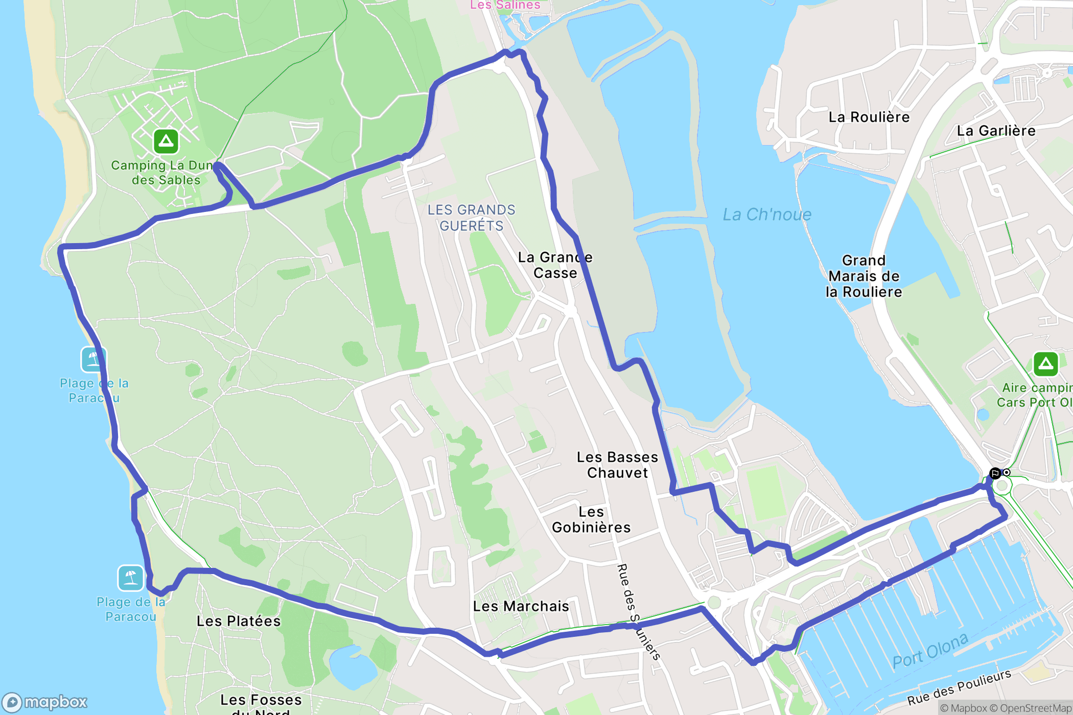 Les Sables-d'Olonne : carte du parcours de randonnée - France