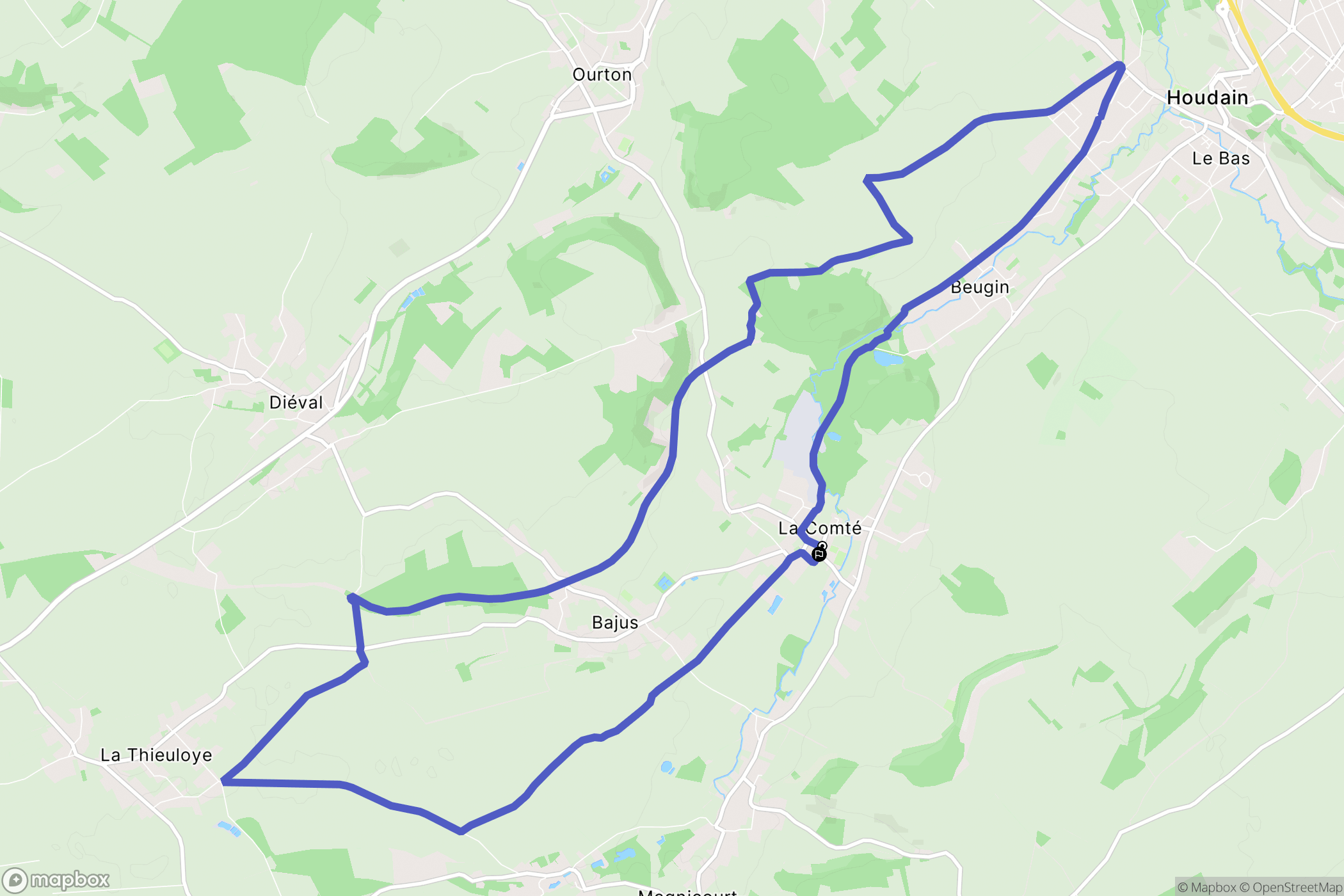 La Comté : carte du parcours de randonnée - France