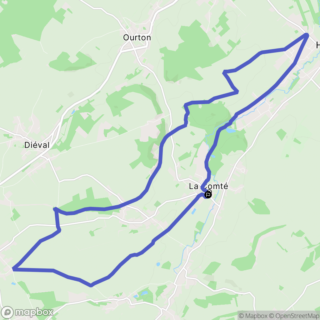 La Comté : carte du parcours de randonnée - France
