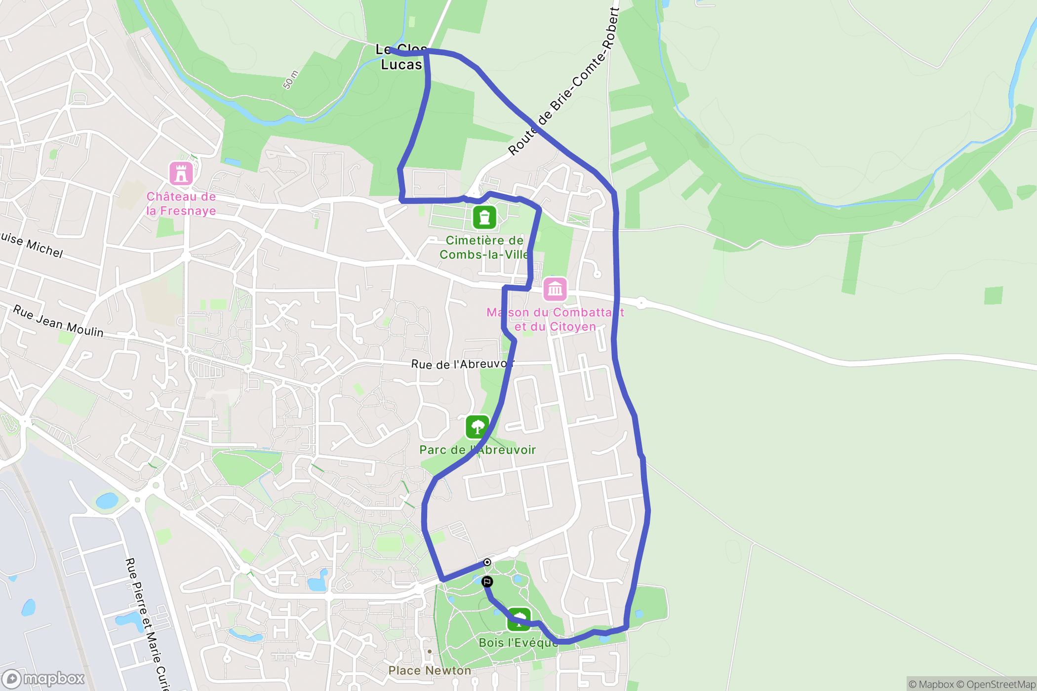 Combs-la-Ville : carte du parcours de randonnée - France