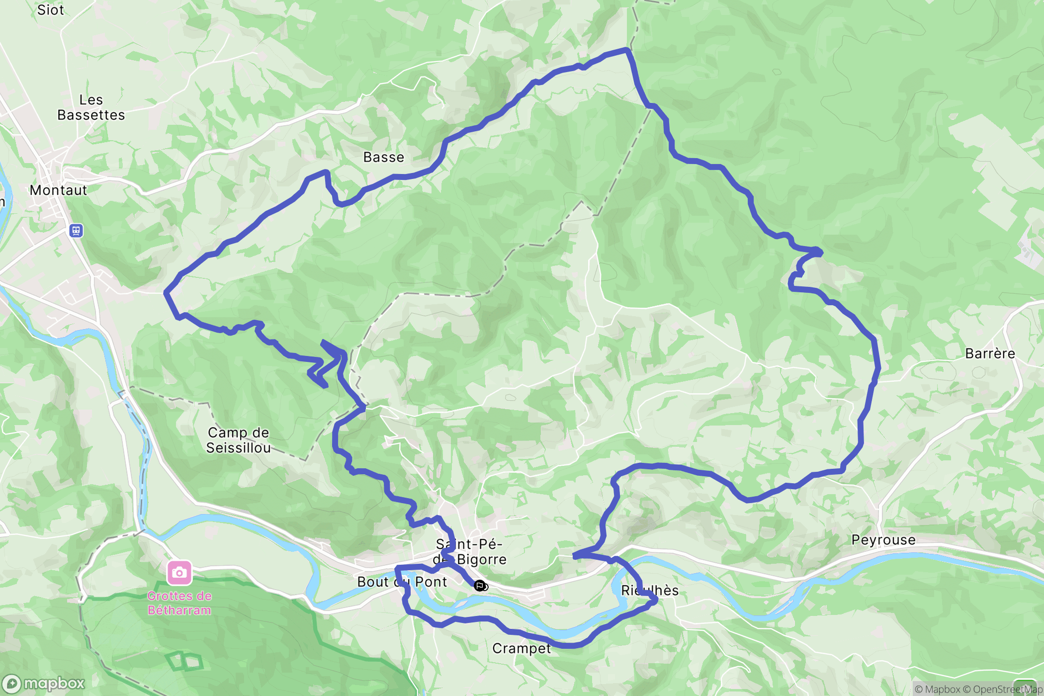 Saint-Pé-de-Bigorre : carte du parcours de randonnée - France