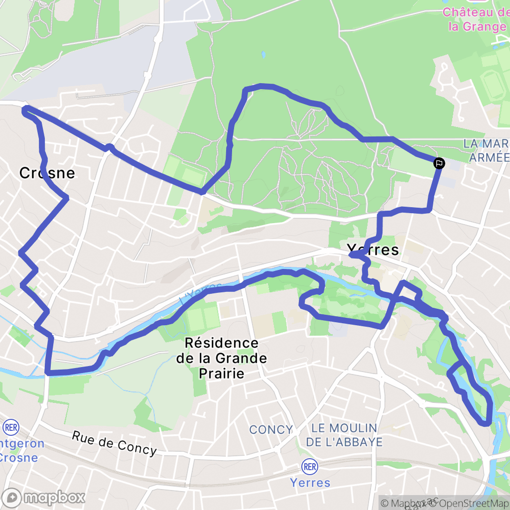 Yerres : carte du parcours de randonnée - France