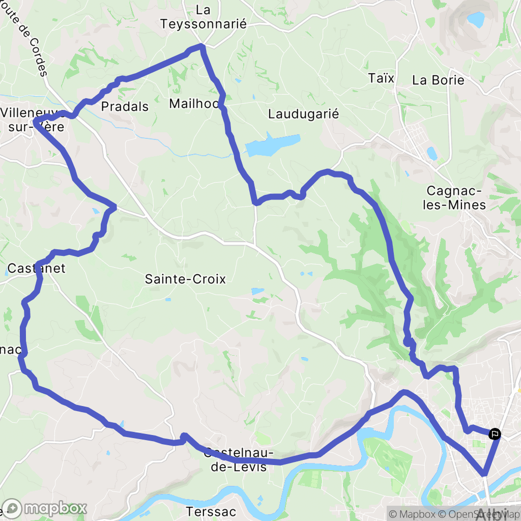 Albi : carte du parcours de randonnée - France