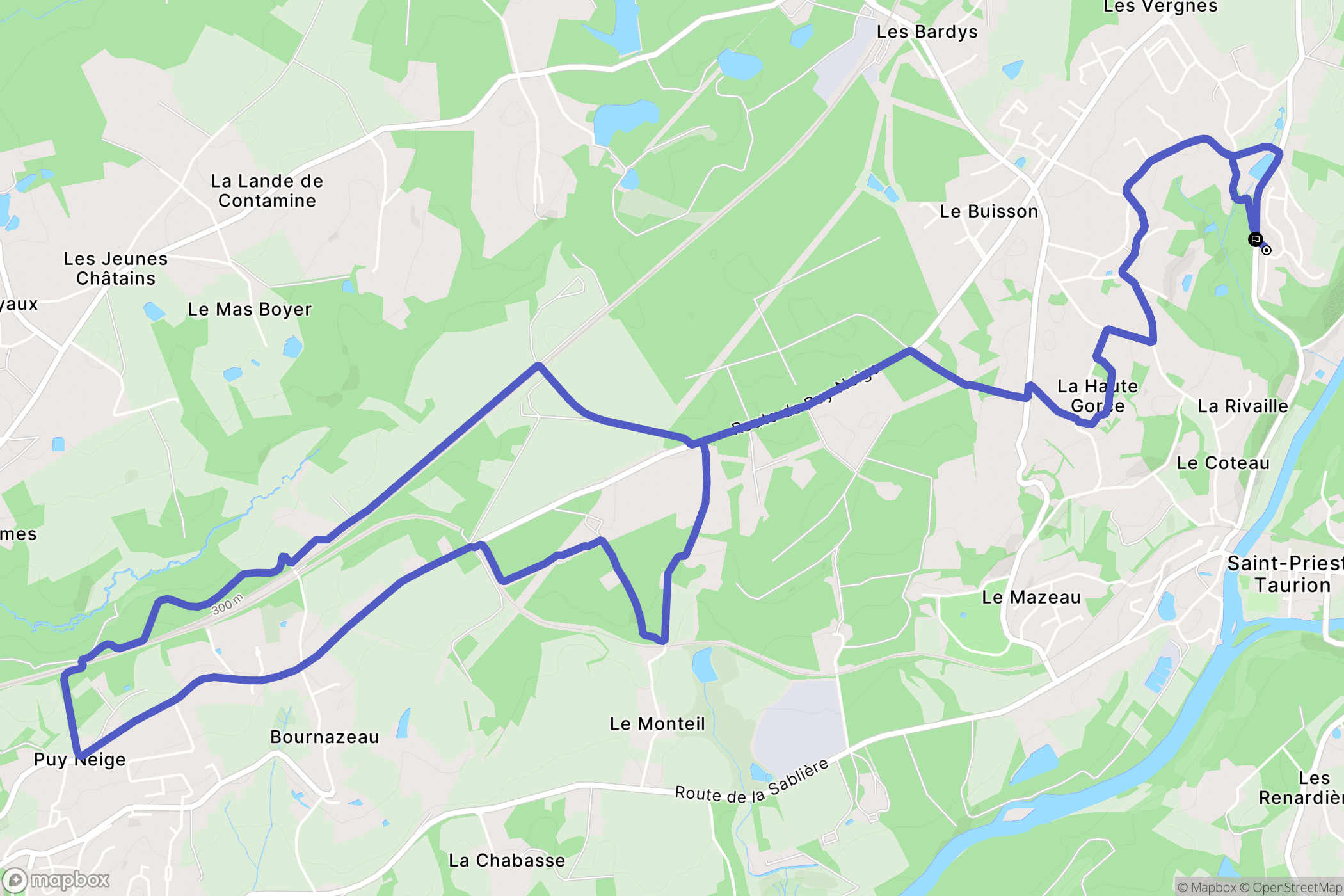 Saint-Priest-Taurion : carte du parcours de randonnée - France