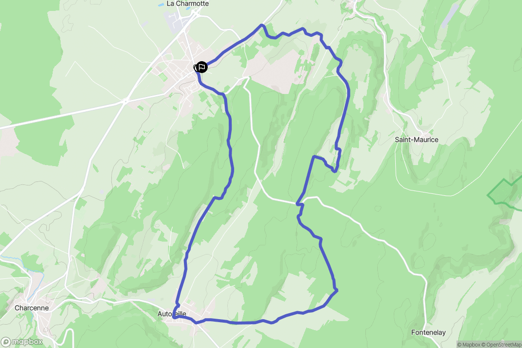 Gy : carte du parcours de randonnée - France