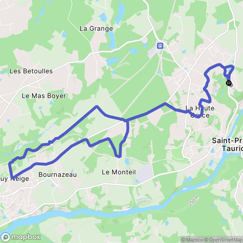 Saint-Priest-Taurion : carte du parcours de randonnée - France