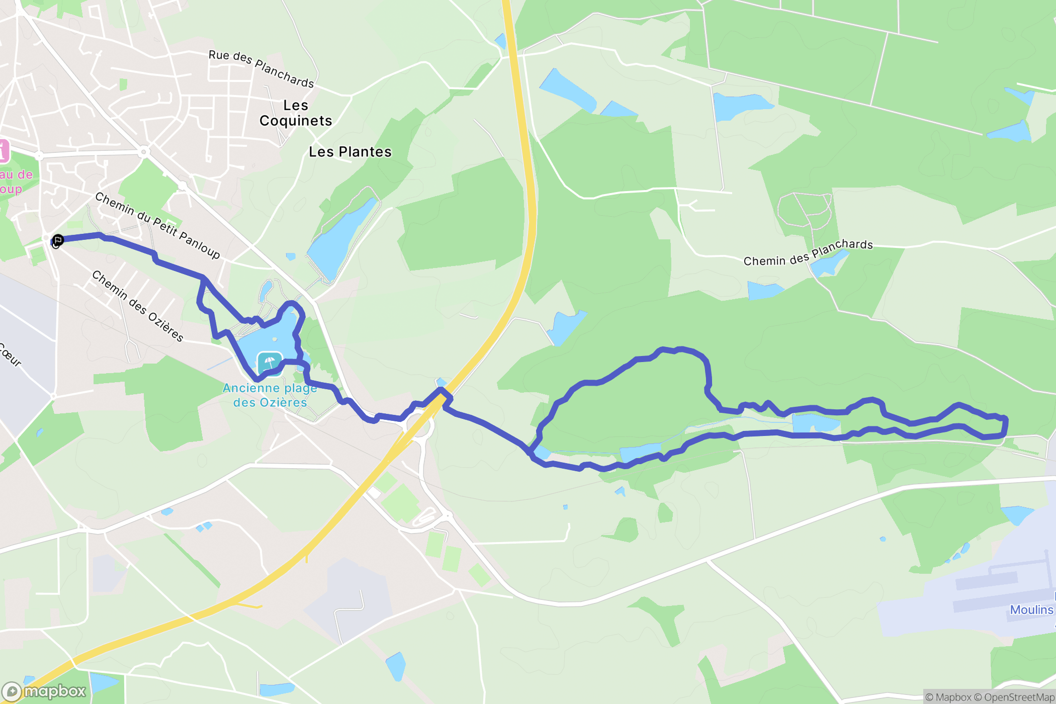 Yzeure : carte du parcours de randonnée - France