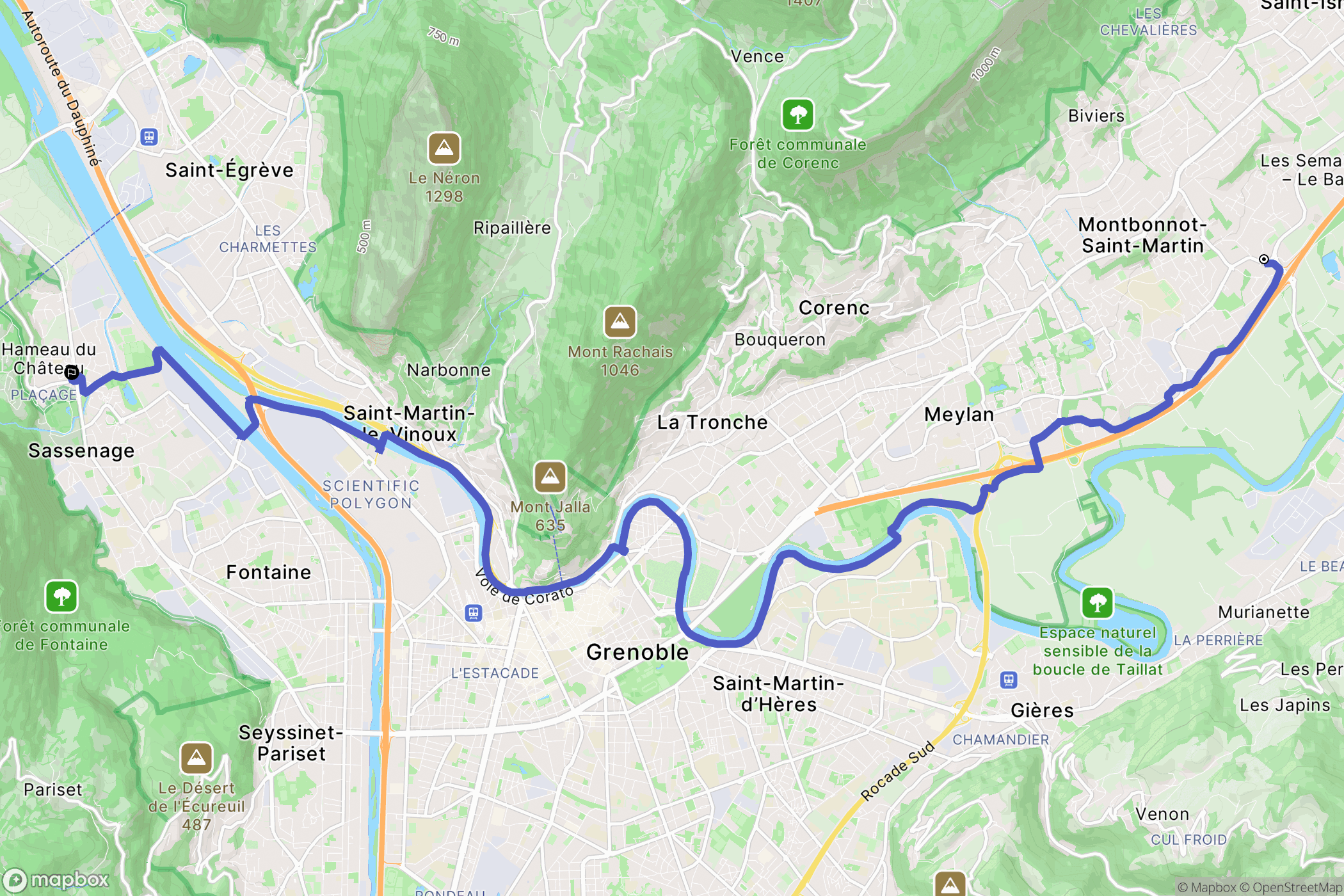 Montbonnot-Saint-Martin : carte du parcours de randonnée - France