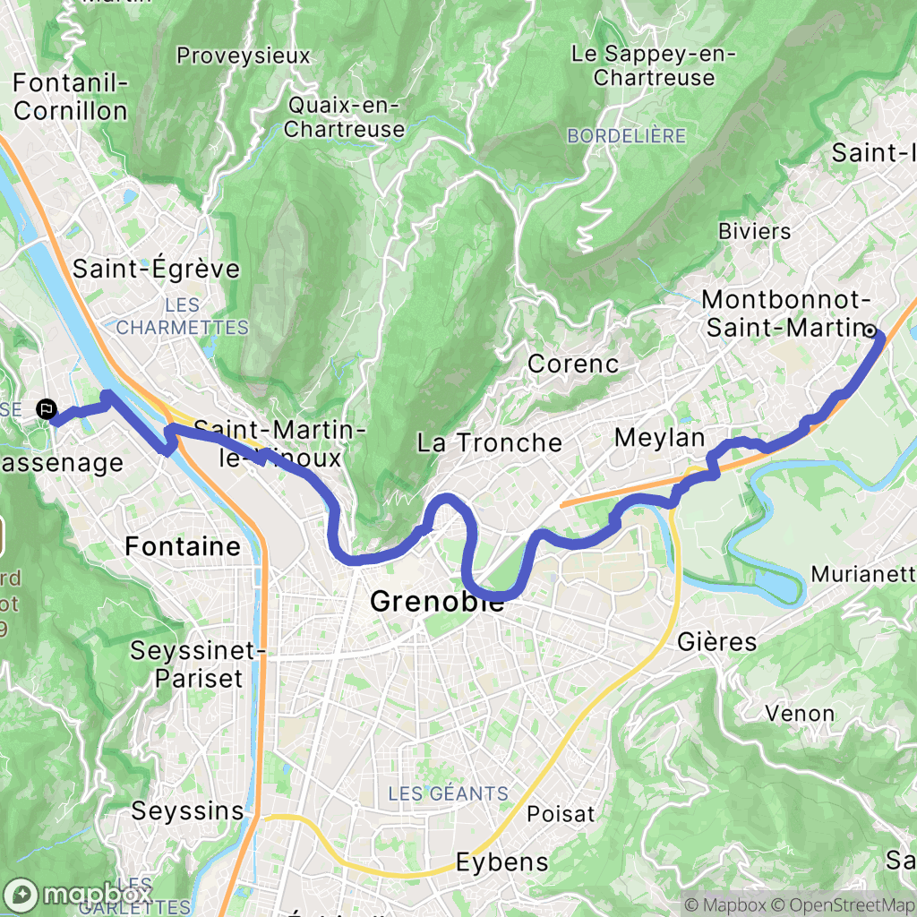 Montbonnot-Saint-Martin : carte du parcours de randonnée - France