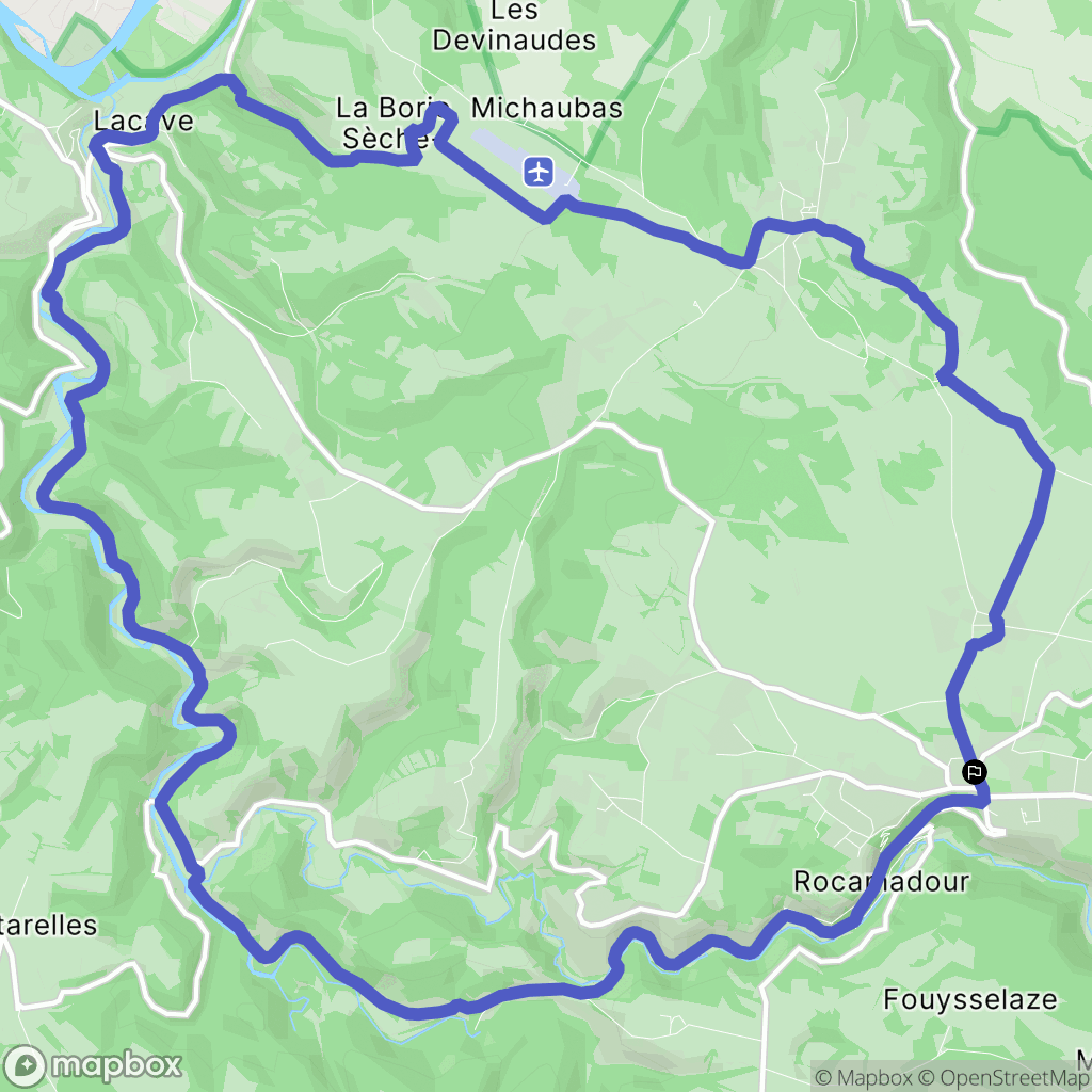 Rocamadour : carte du parcours de randonnée - France