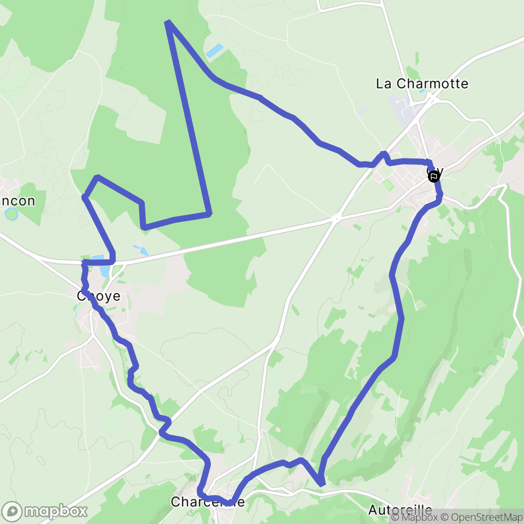 Gy : carte du parcours de randonnée - France