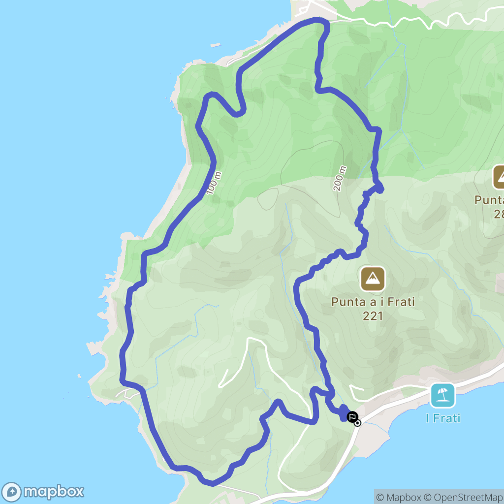 Ajaccio : carte du parcours de randonnée - France