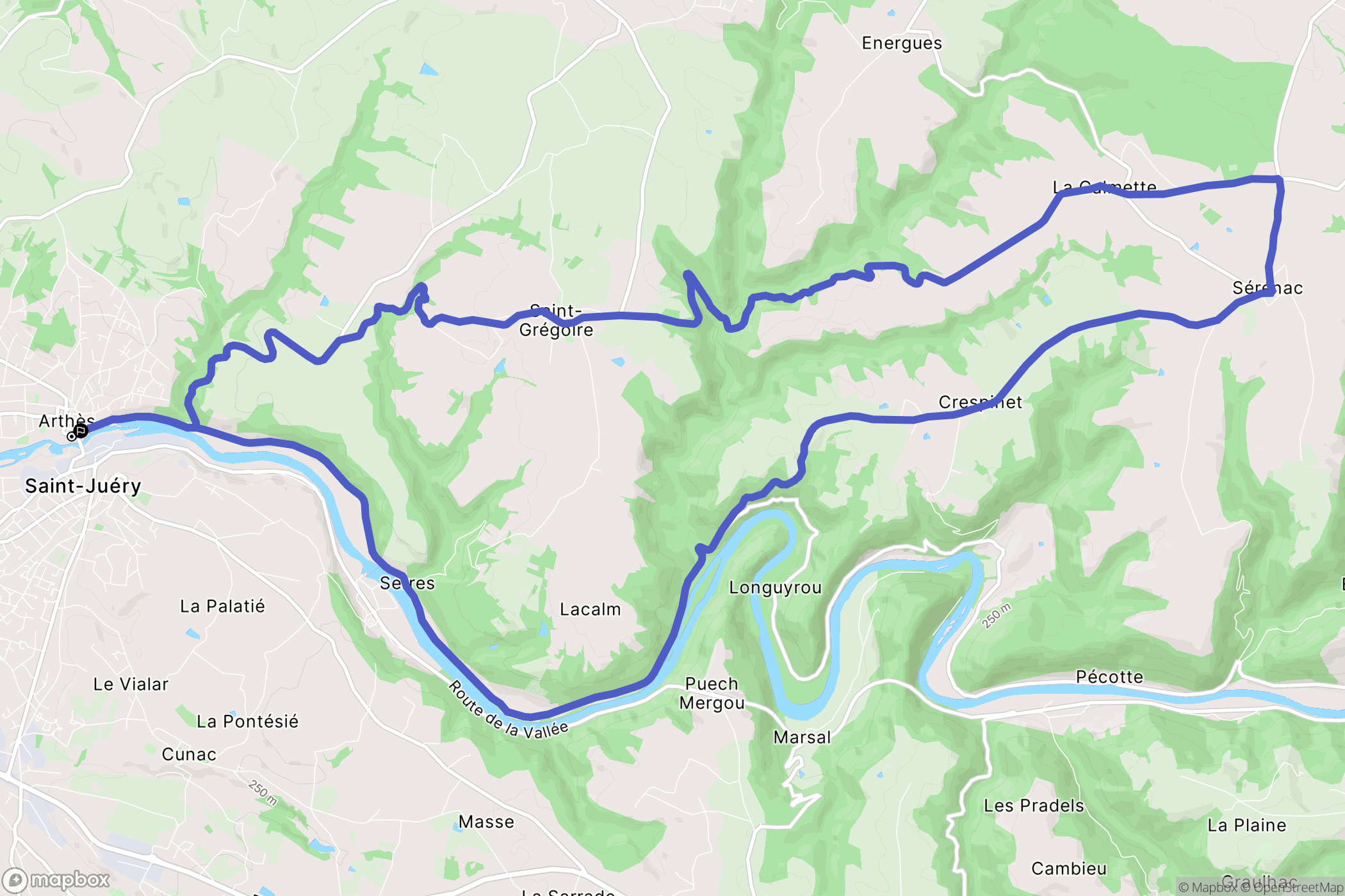 Arthès : carte du parcours de randonnée - France