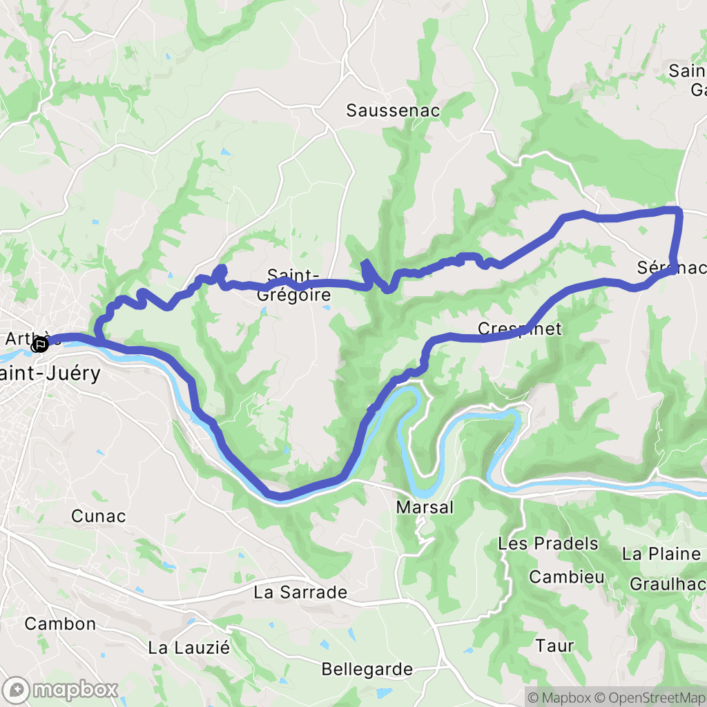 Arthès : carte du parcours de randonnée - France