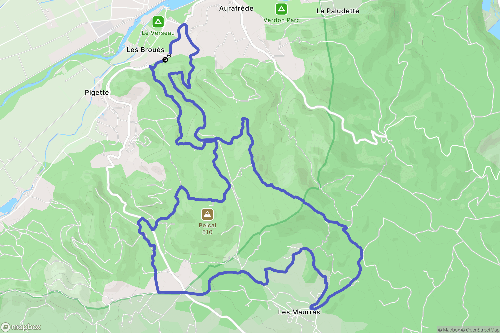 Gréoux-les-Bains : carte du parcours de randonnée - France