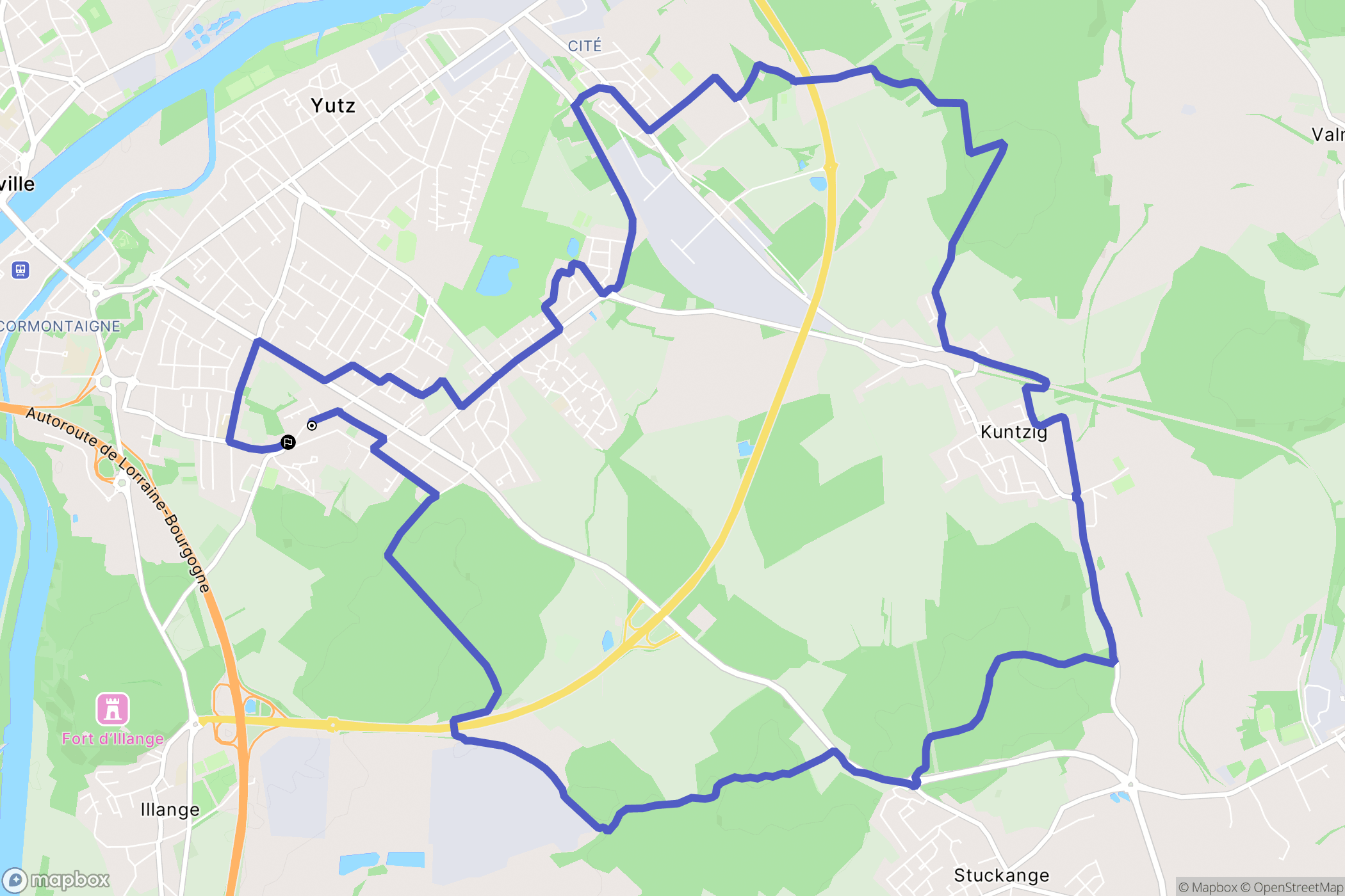Yutz : carte du parcours de randonnée - France