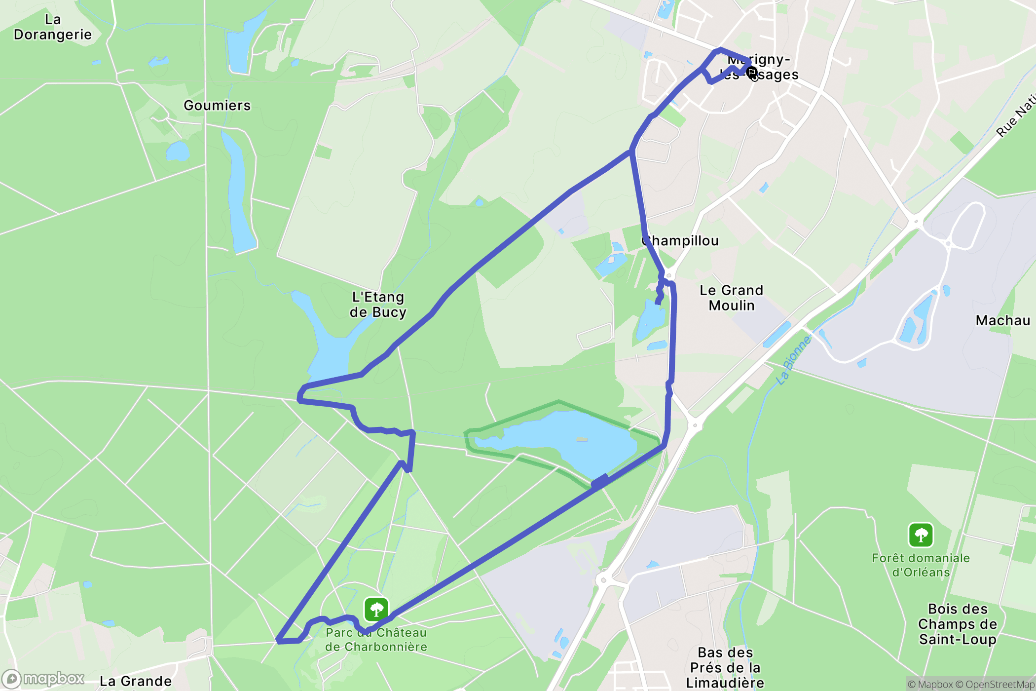 Marigny-les-Usages : carte du parcours de randonnée - France
