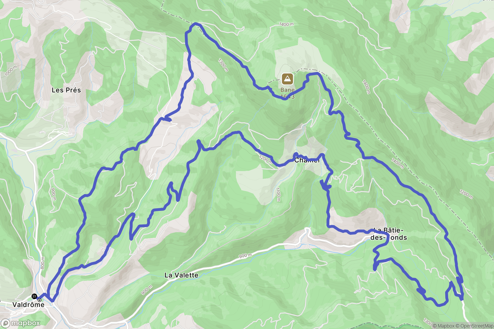 Valdrôme : carte du parcours de randonnée - France
