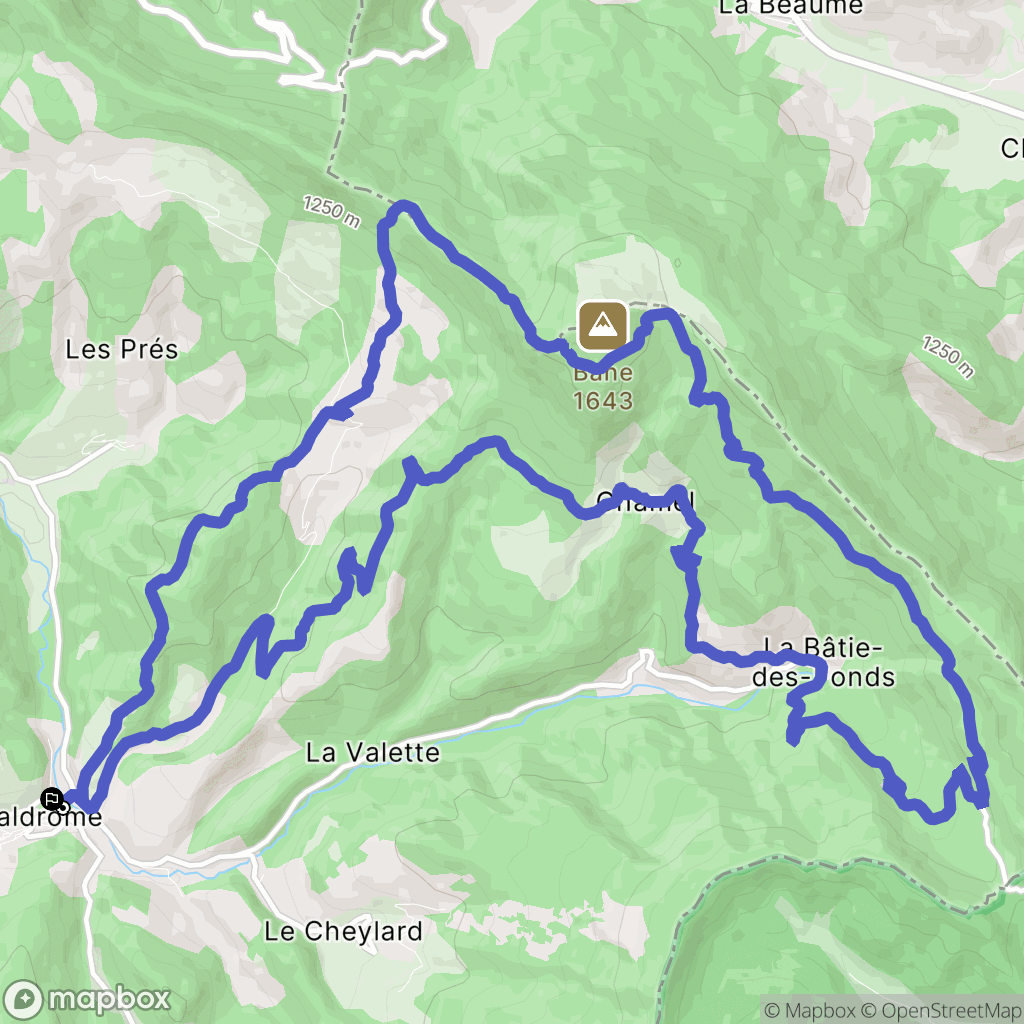 Valdrôme : carte du parcours de randonnée - France