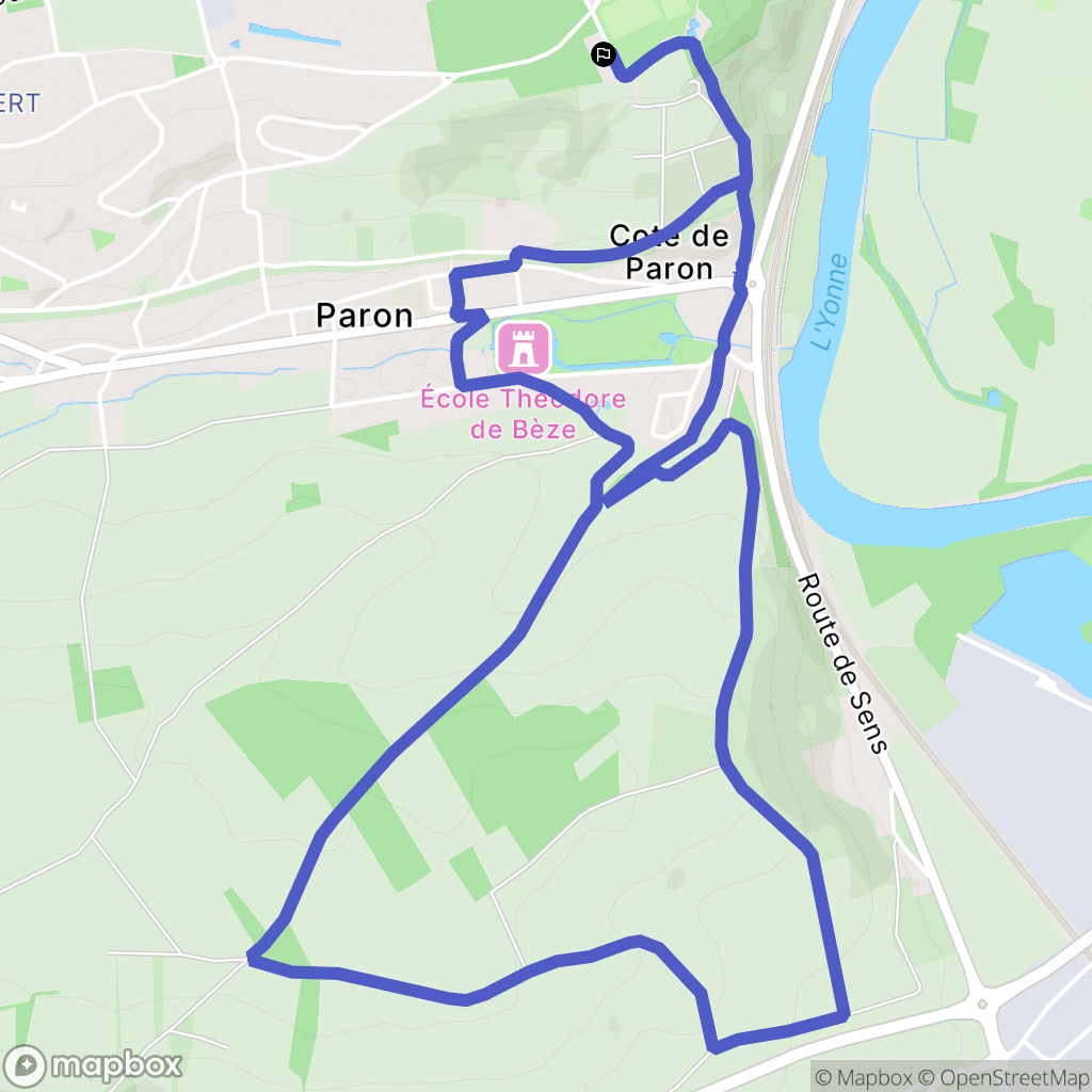 Paron : carte du parcours de randonnée - France