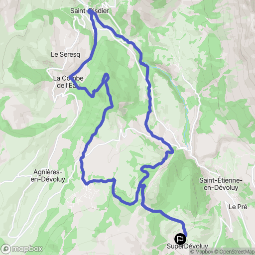 Le Dévoluy : carte du parcours de randonnée - France