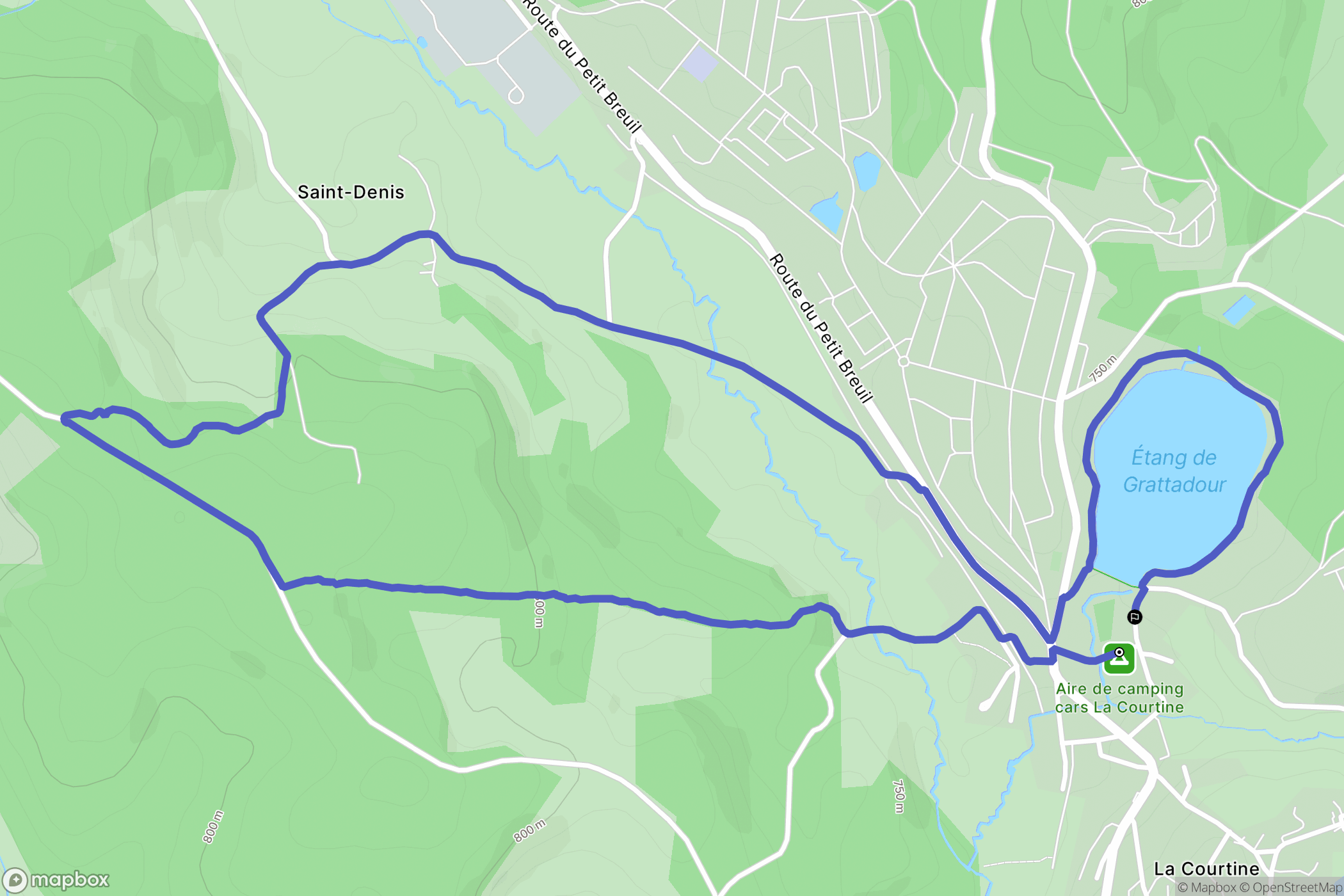 La Courtine : carte du parcours de randonnée - France