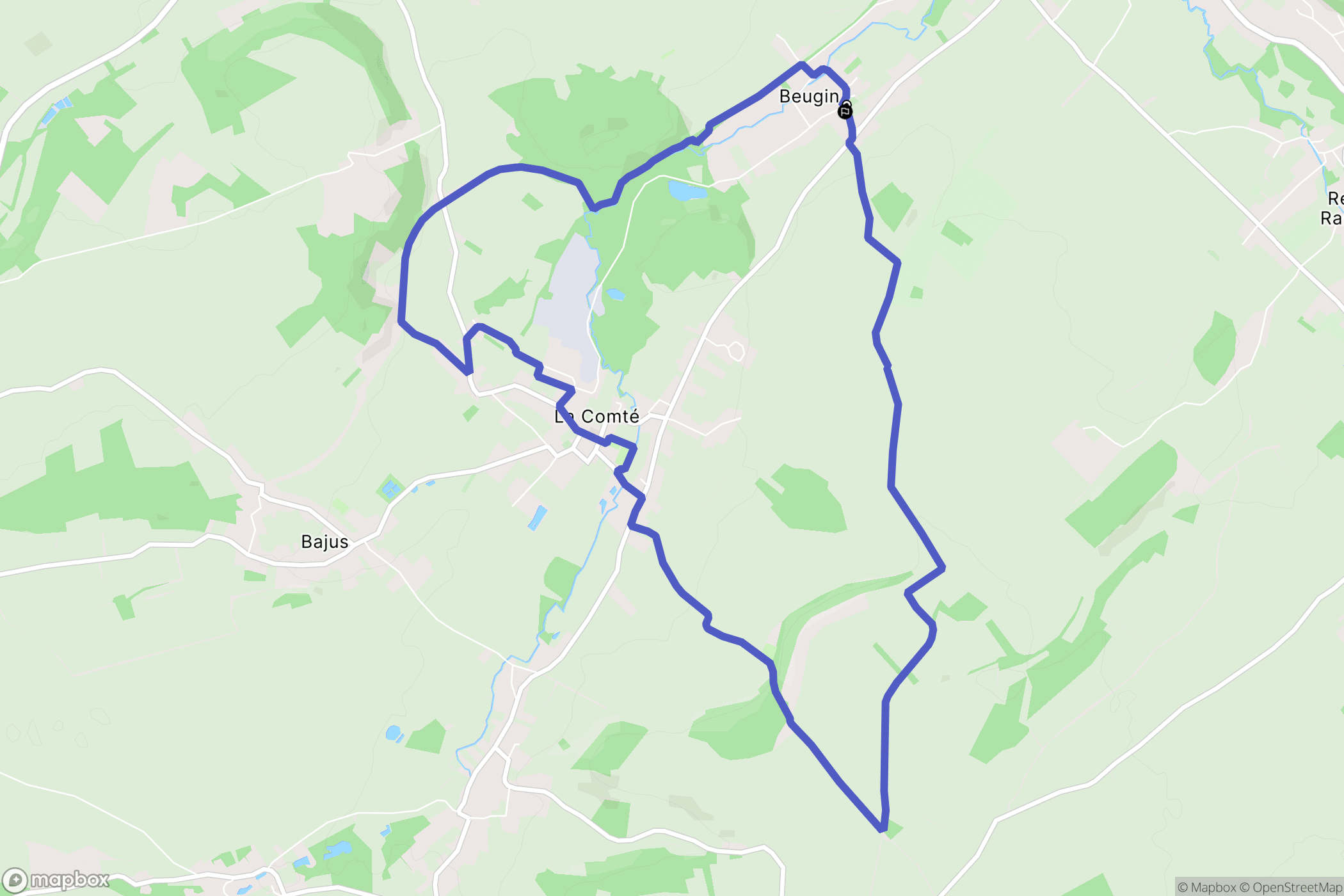 Beugin : carte du parcours de randonnée - France