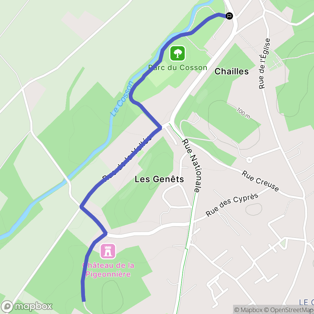 Chailles : carte du parcours de randonnée - France