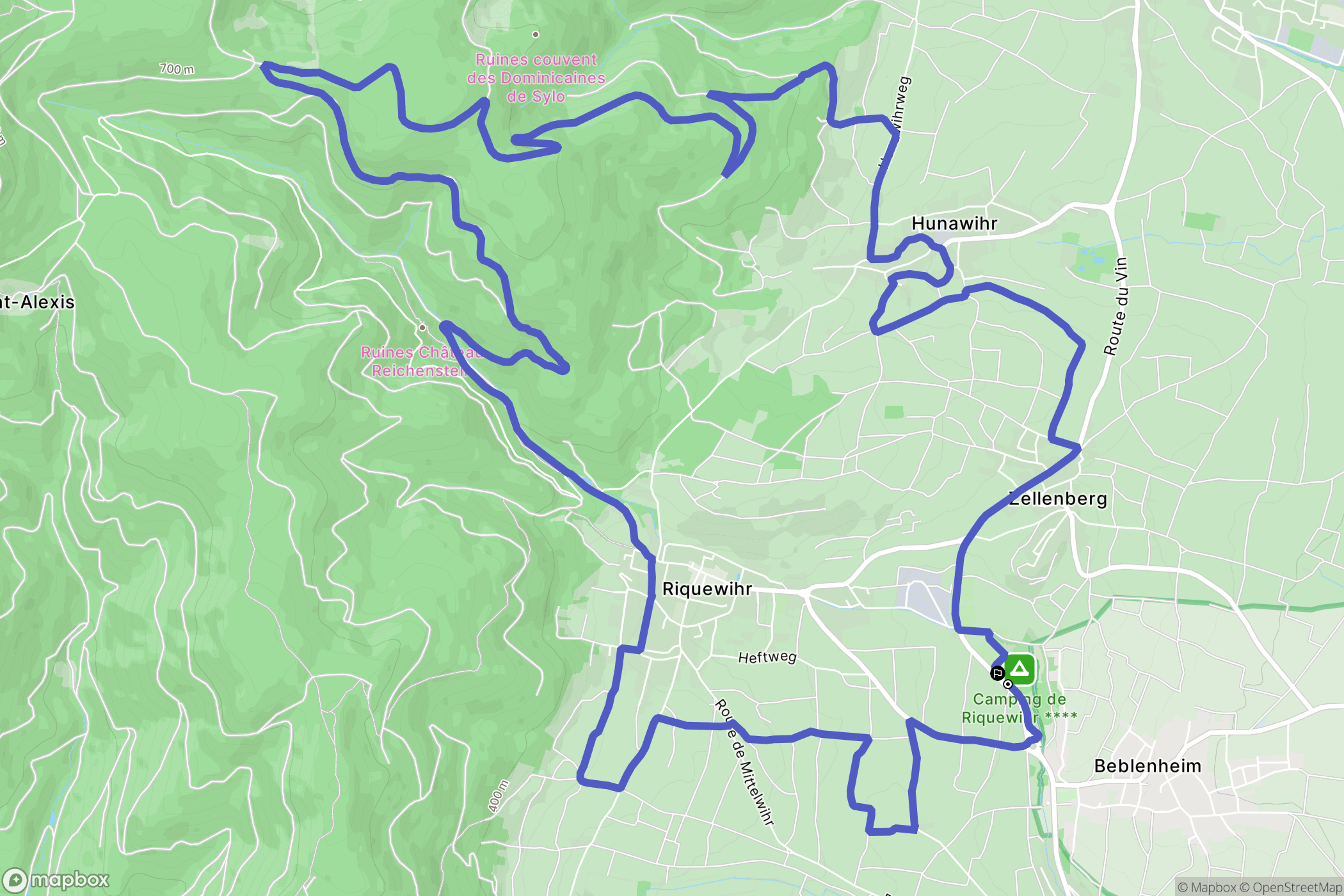 Riquewihr : carte du parcours de randonnée - France