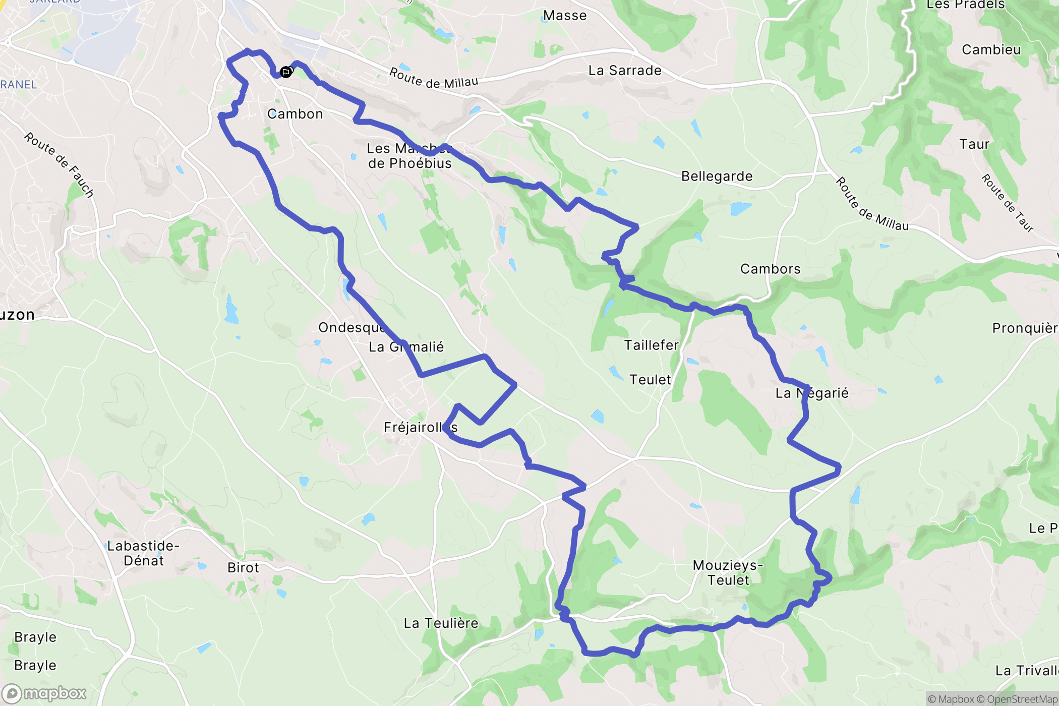 Cambon : carte du parcours de randonnée - France
