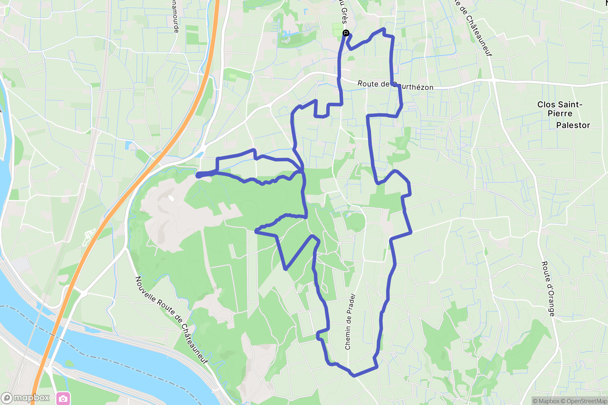 Orange : carte du parcours de randonnée - France