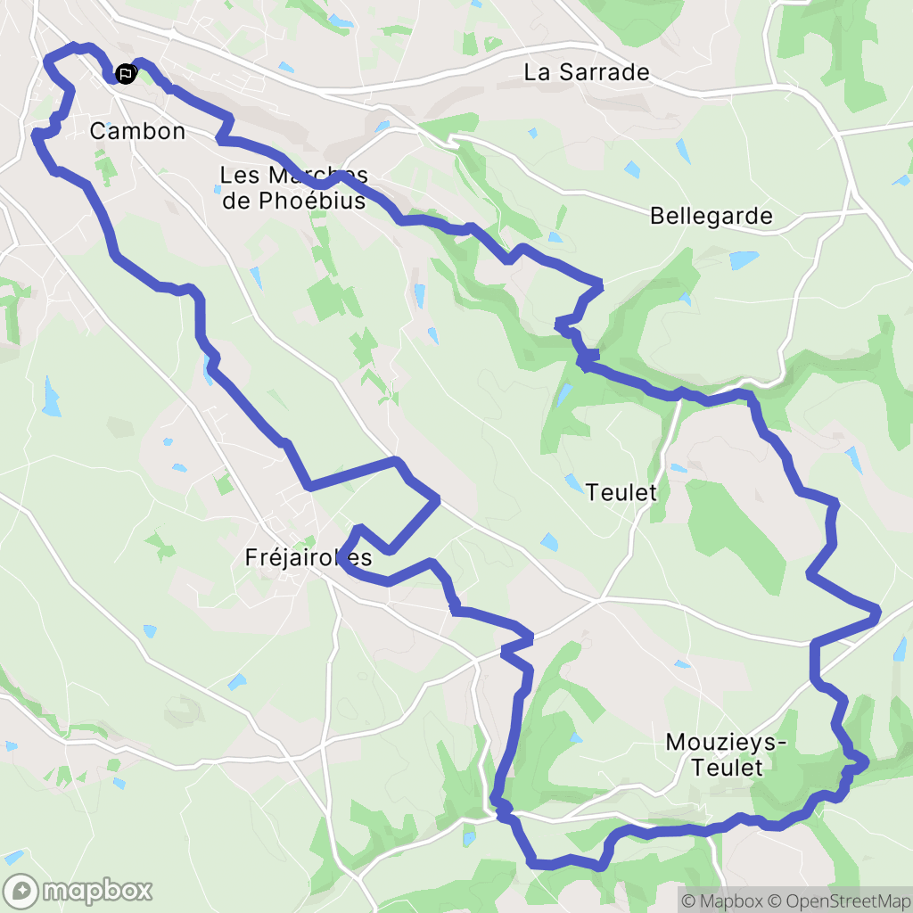 Cambon : carte du parcours de randonnée - France