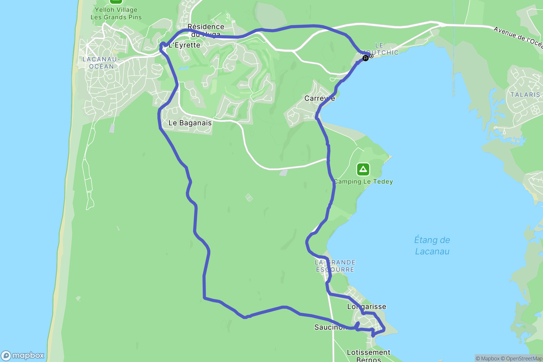 Lacanau : carte du parcours de randonnée - France